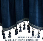 StangH Navy Blue Tassel Velvet Valances Curtains 52x18 Inch, 2 Panels - Image 4