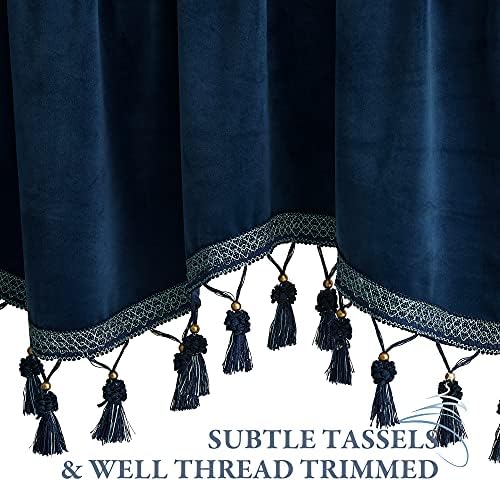 StangH Navy Blue Tassel Velvet Valances Curtains 52x18 Inch, 2 Panels - Image 4