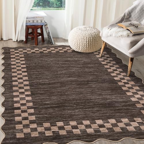 GarveeHome 8x10 Rug for Living Room Scalloped Washable Large Bedroom Rugs by GarveeHome