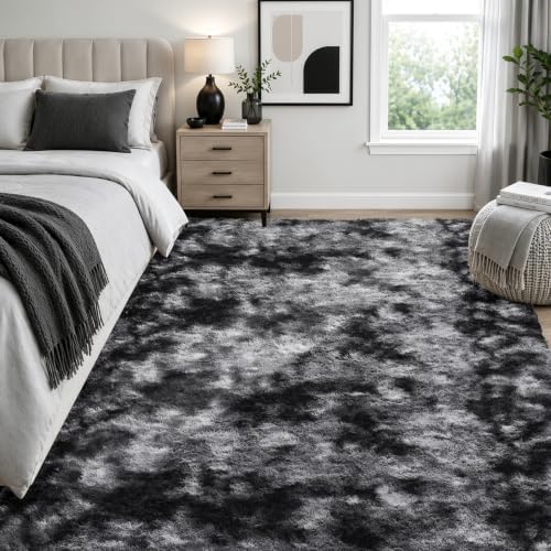 Ophanie Tie-Dyed Black & Grey Area Rugs 8x10 - Image 5