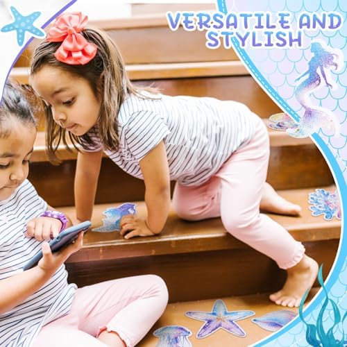 Fullhawl 30 Pcs Mermaid Non Slip Bathtub Stickers Colorful Mermaid Anti Slip - Image 6