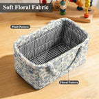 Small Storage Basket Organizer, Mini Fabric Floral Storage Baskets - Image 4