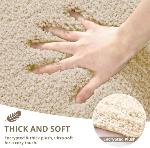 Polyester Bathroom Rug 24"x48" Beige, Non-Slip Soft Shaggy Bath Mat - Image 4