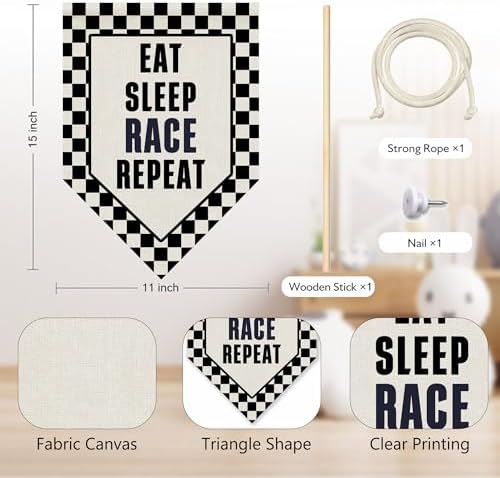 KYTWSFWS Race Car Boys Room Wall Art Pennant Flag, Kids Playroom Wall Decor - Image 6