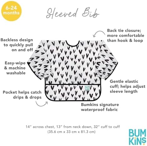 Bumkins Sleeved Bib for Girl or Boy, Baby and Toddler for 6-24 Months, - Image 5