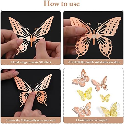 SAOROPEB 3D Butterfly Wall Decor, Removable Metallic Wall Sticker Room Mural - Image 6