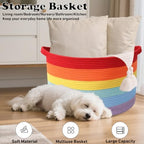 115L Large Blanket Basket, Rope Woven Laundry Basket-Rainbow - Image 6