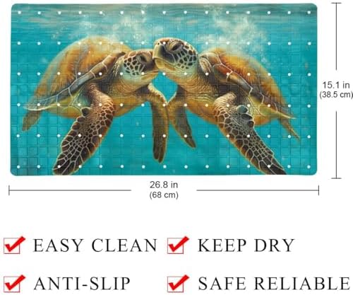 Shower Mat Non Slip 26.8 x 15.1 Inches, Turtles Ocean Bathtub Mat Shower Stall - Image 4
