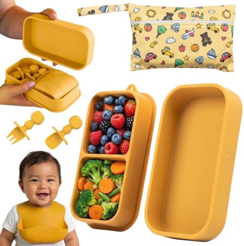 Baby Travel Feeding Set with Silicone Suction Plates by PalzPandy