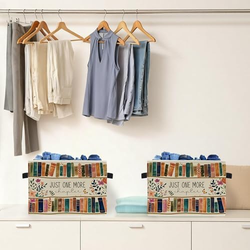 Floral Bookish Storage Box Bins, Book Lover Reader Gifts, Just One More Chapter - Image 4