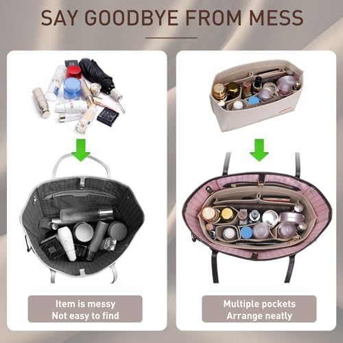 Doxo Purse Organizer Insert for Handbags & Base Shaper 2pc Set, Felt Neverfull - Image 6