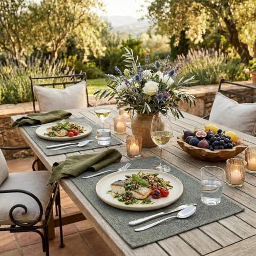 Artoid Mode Grey Placemats Set of 4, 12x18 Inch Washable Holiday Table Mats - Image 5