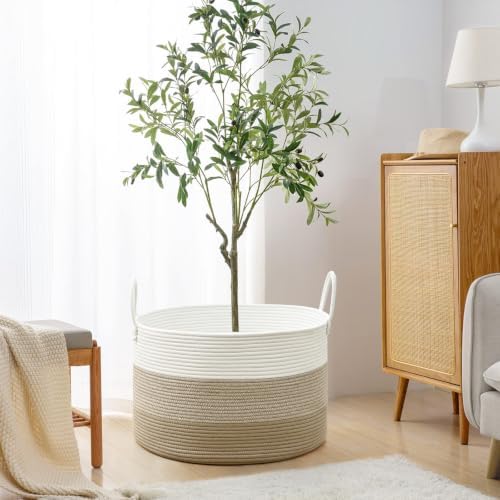 67L Large Woven Blanket Basket, Cotton Rope Baby Laundry Hamper - Image 4