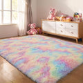 5x7 Rainbow Unicorn Rug for Girls Bedroom, Soft Plush Shag Carpet by KICHOWUA