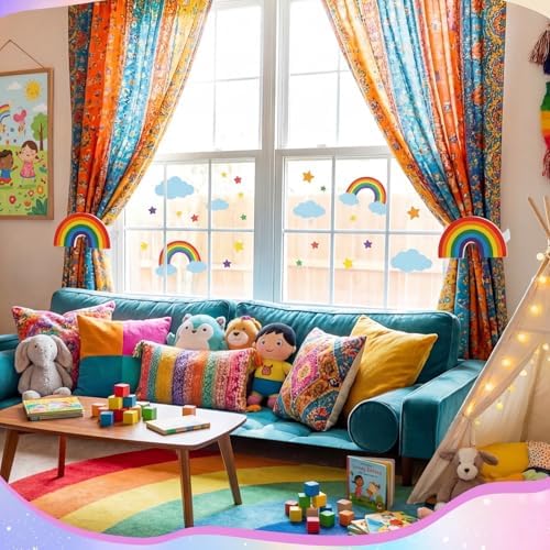 Briwooody 2 Pcs Rainbow Curtain Tiebacks Acrylic Curtain Holdbacks - Image 4