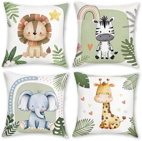 Cute Safari Animal Throw Pillow Cover, 18x18 Inch - Image 5
