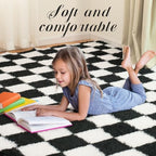 Super Soft Rug for Bedroom, 4x6 Ft Black and White Area Rug Classic Checkered - Image 5