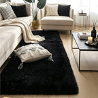 Black Fluffy Shag Runner Rug, Machine Washable Non Slip Plush Carpet - Image 3