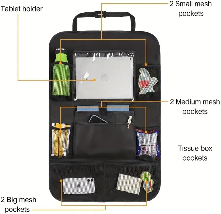 Car Backseat Organizer, Kids Seat Pockets, Back Seat Protector, Durable Strong - Image 6
