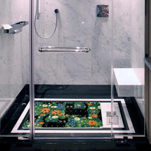 Shower Mat Non Slip, Cats Flower Anti Slip Bath Mat - Image 6