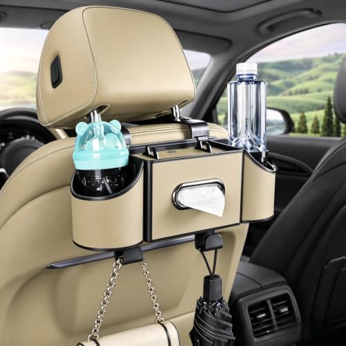 Back Seat Car Organizer, 2 Cup Holders, Tissue Holder, Phone Stand & Hooks by Oktree