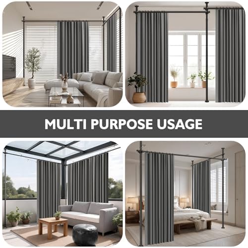Room Divider Curtain Set-No Drilling Curtain Rod Set, Curtains - Image 5