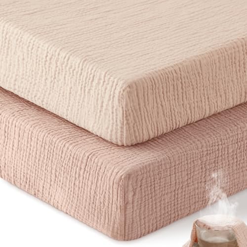 Unnivoll Muslin Crib Sheets for Boys Girls, 100% Cotton Fitted Crib Sheet 2 by Unnivoll