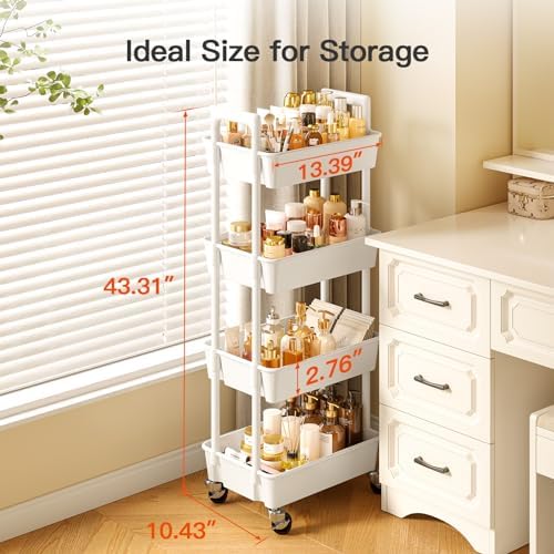 Pipishell 4 Tier Rolling Cart Organizer, Plastic Rolling Cart - Image 4