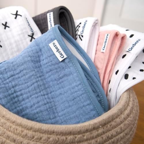 Gerber Baby Boys & Girls Muslin 8 Pack Drooling Bibs - Image 4
