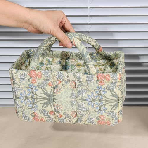 Small Storage Basket Organizer, Mini Fabric Floral Storage Baskets - Image 2
