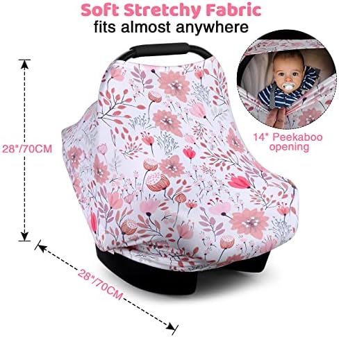 Rquite 4-in-1 Baby Car Seat Canopy, Stretchy Nursing Breastfeeding Cover - Image 2