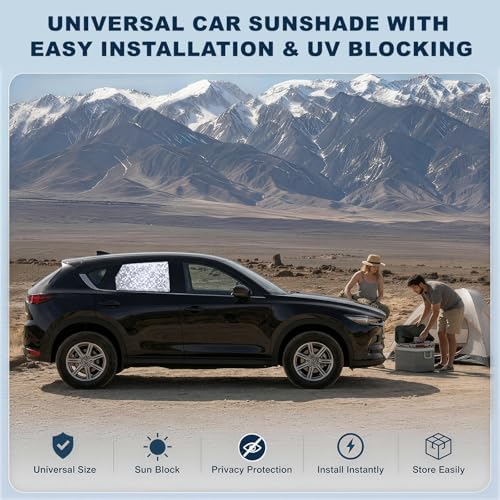 ZATOOTO Rear Side Window Sun Shade, 2 Pack Car Window Covers 99% UV Block - Image 2