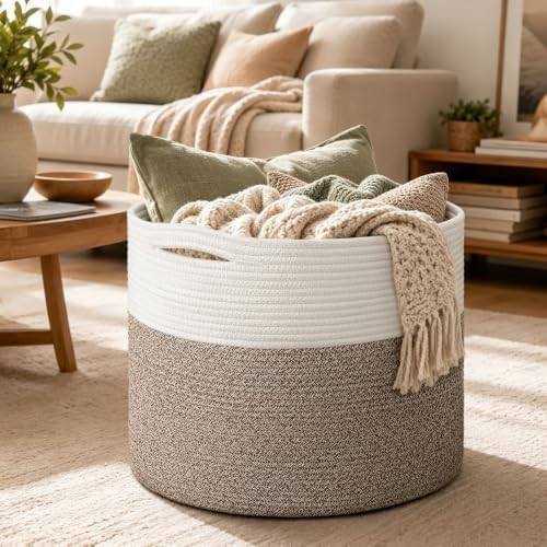 Goodpick Woven Rope Basket for Blankets Fit Nursery & Living Room by Goodpick