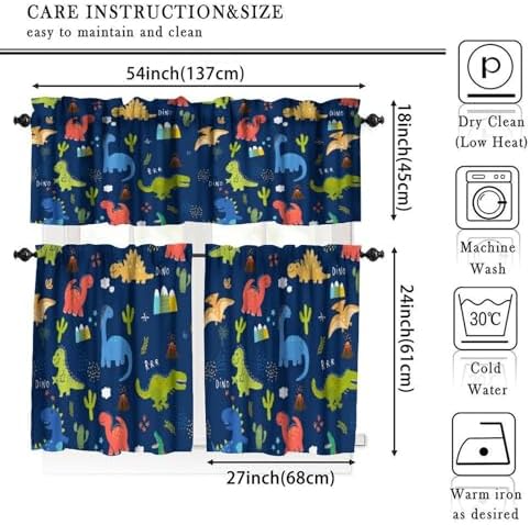 Boys Dinosaur Valance Curtain for Kids Girls Nursery Playroom Room Home Decor - Image 5