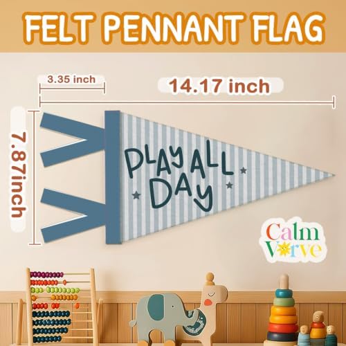 Playroom Decor Felt Banner, Play All Day Felt Pennant Flag - Image 4