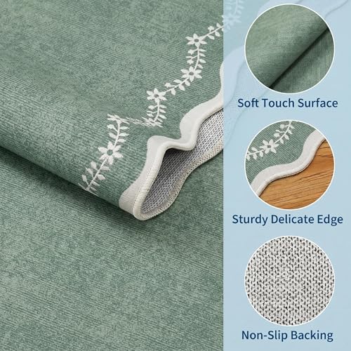 GarveeHome Large Round Rug 8ft Scalloped Washable Circle Living Room Rug - Image 4