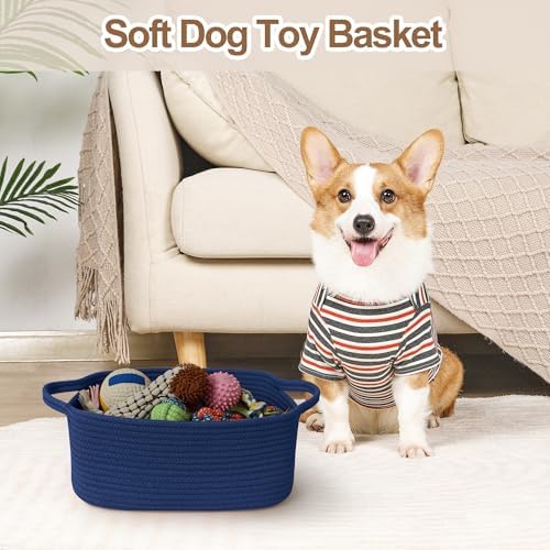 Cute Blue Woven Basket, Empty Gift Basket - Image 4