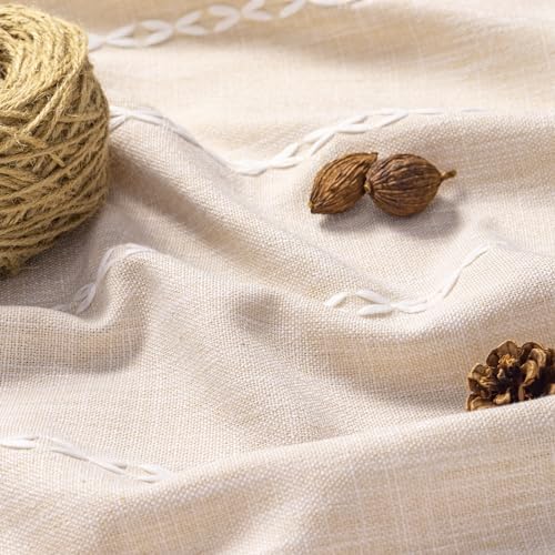 MitoVilla Cream Boho Farmhouse Living Room Curtains 63 Inch Length 2 Panels - Image 4