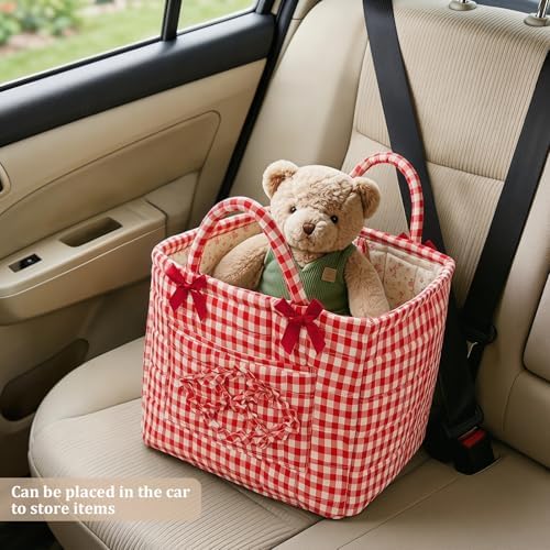 Floral Fabric Storage Basket Car Interior Storage Basket Underwear Sundries - Image 3