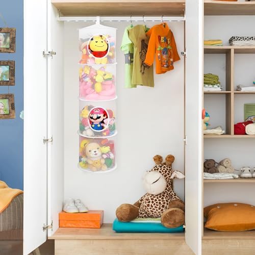 Hanging Stuffed Animal Storage Hammock Net 4 Tiers - Image 2