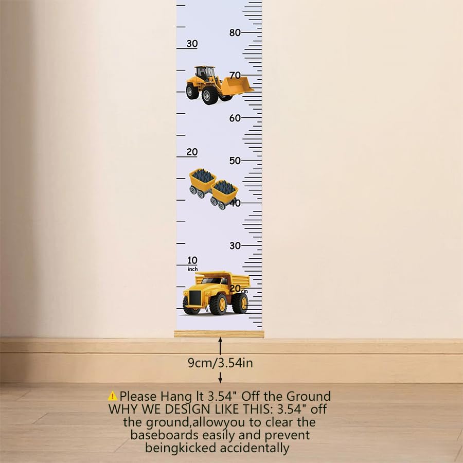 Canvas Baby Kids Growth Chart, Construction Height Measurement Wall Hanging - Image 2