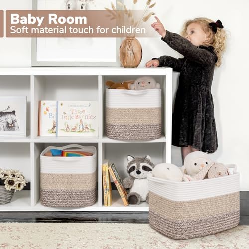 Goodpick Woven Storage Basket for Shelves, Gradient Brown - Image 3
