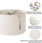 115L Extra Large Woven Cotton Rope Blanket Basket-White - Image 3