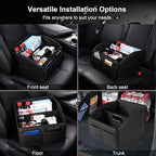 Car Storage Organizer, Leather Front & Back Seat Caddy Black - Image 6