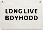 Long Live Boyhood Banner – Boy Room Decor Linen Banner Hanging Flag Retro Pink by RBAFAO