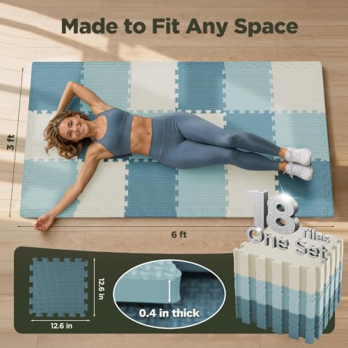 AIRHOP 18 PCS Gym Floor Mat, EVA Foam Puzzle Gym Mat, High-Density Interlocking - Image 2