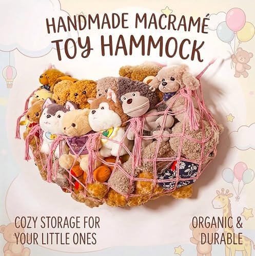 Stuffed Animal Net or Hammock for Flat Wall Mounted Handmade Macrame Toy - Image 3