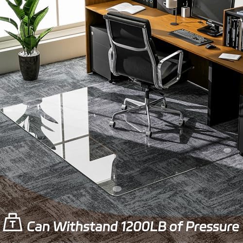 GLSLAND 36"x55" Tempered Glass Office Chair Mat, Hard Floor Mat - Image 5