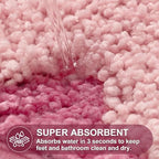 ORTIGIA Cute Pink Scalloped Bath Mat, Fun Plush Microfiber Scallop Bathroom - Image 5