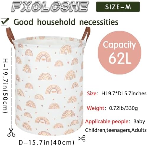 Boho Rainbow Laundry Hamper, Girls Laundry Hamper, Waterproof foldable canvas - Image 7